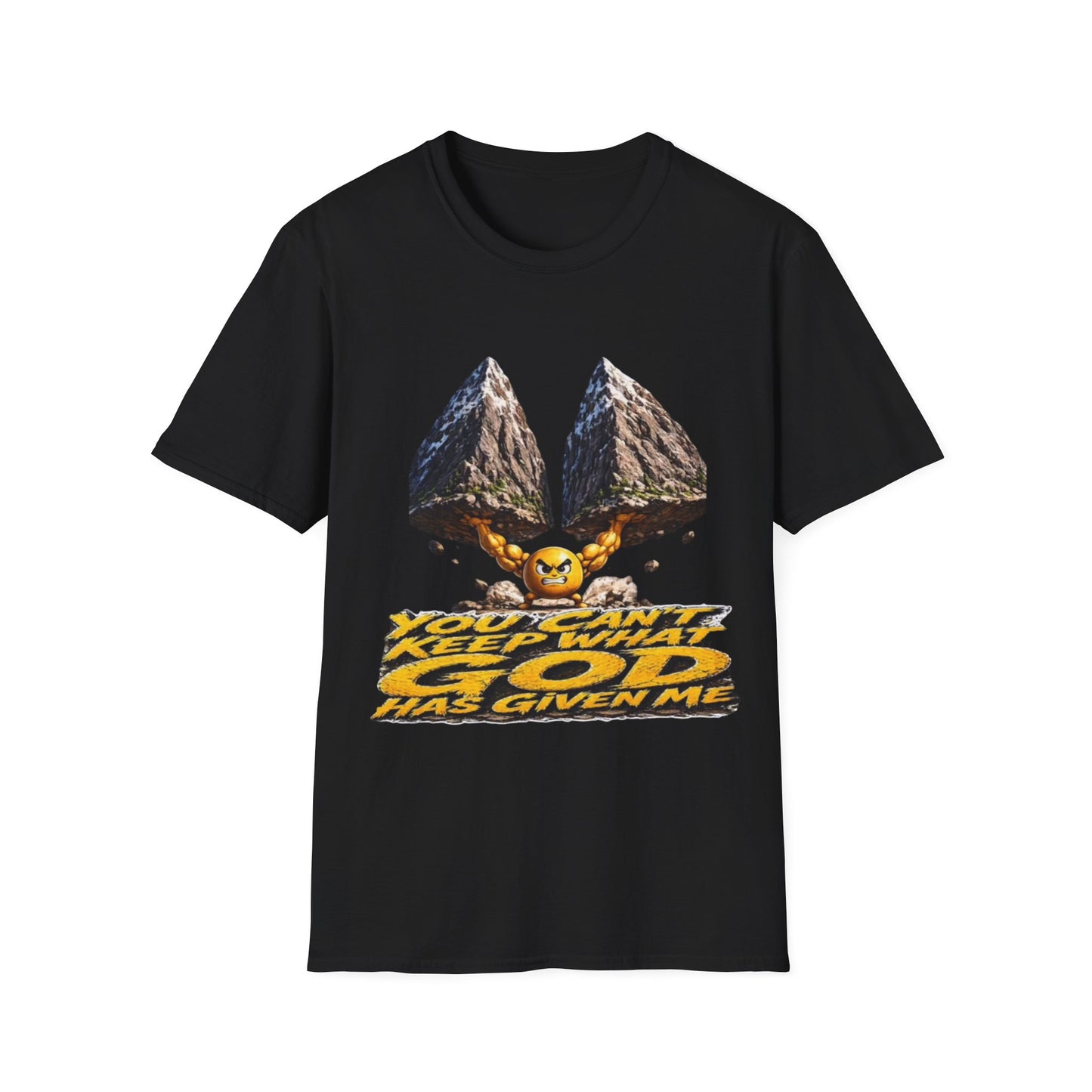 Graphic T-Shirt — 'You Can't Keep What God Has Given Me' Mountain Shield Design