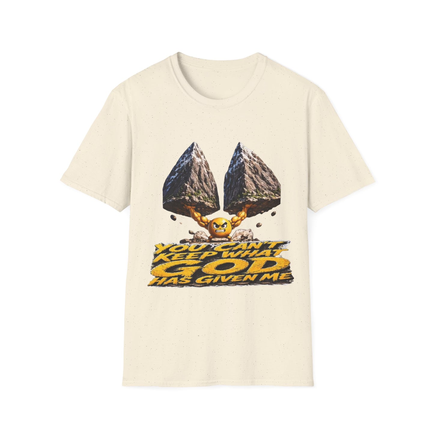 Graphic T-Shirt — 'You Can't Keep What God Has Given Me' Mountain Shield Design