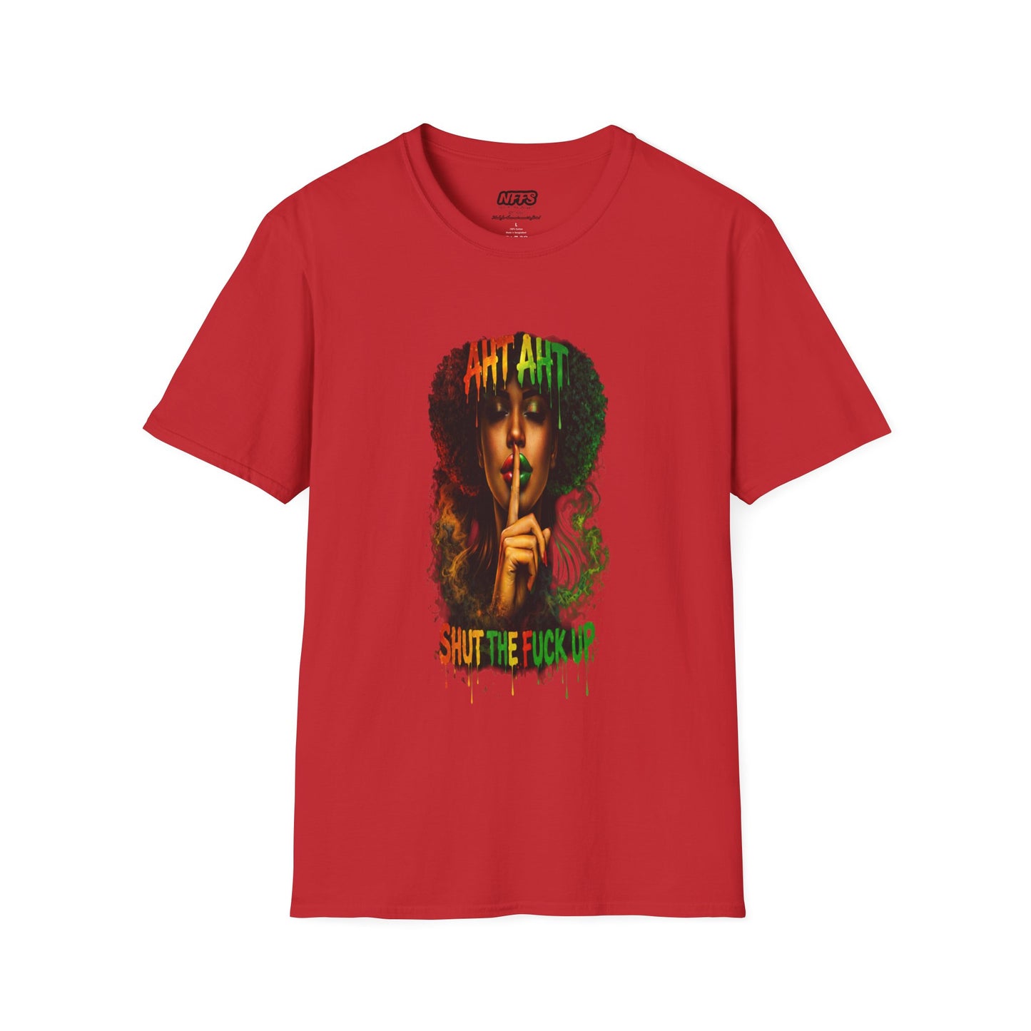Cultural Pride — Woman Finger to Lips Graphic Tee ("Shut The F*** Up")
