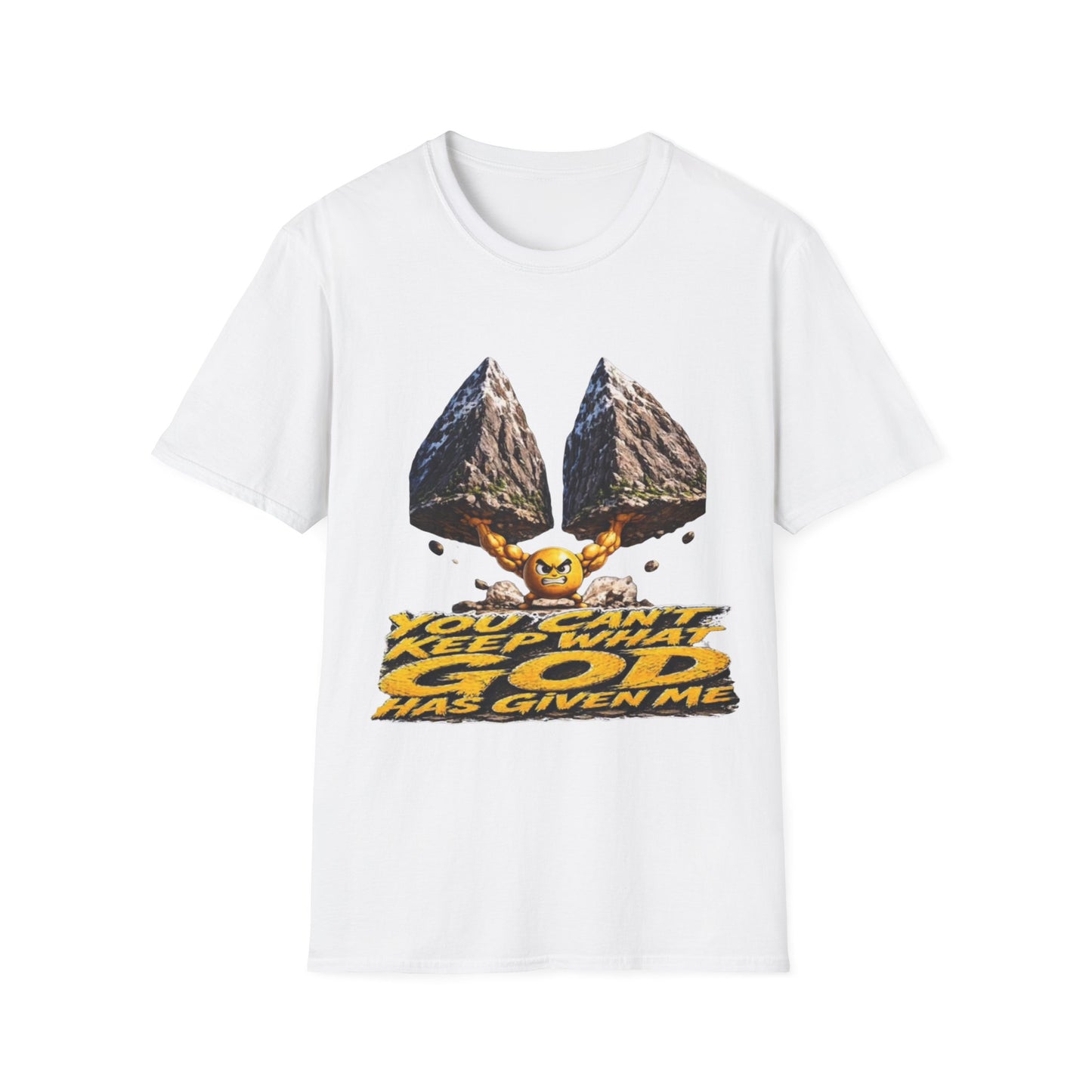 Graphic T-Shirt — 'You Can't Keep What God Has Given Me' Mountain Shield Design