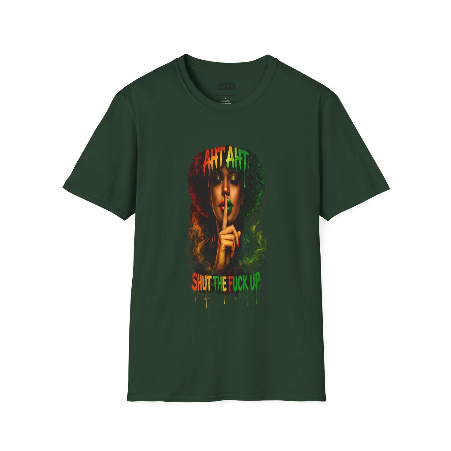 Cultural Pride — Woman Finger to Lips Graphic Tee ("Shut The F*** Up")