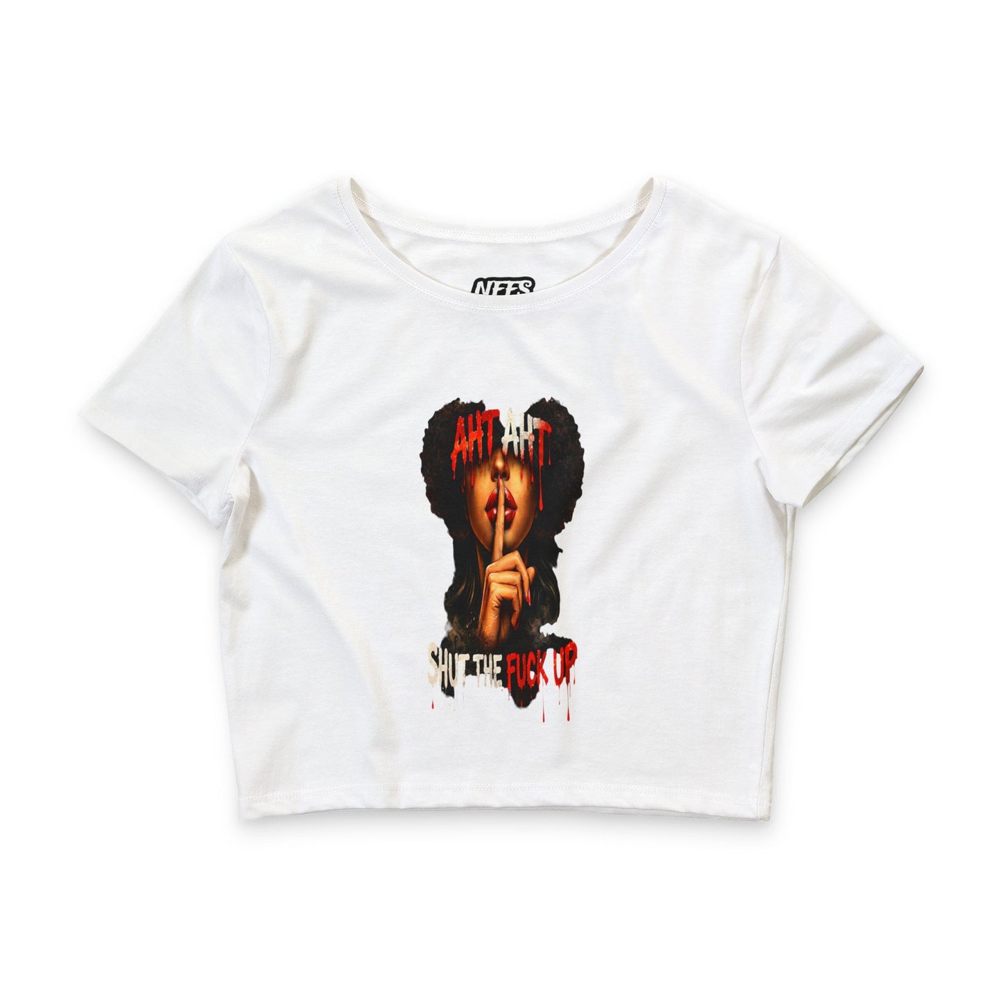 Cropped Tee — Aht Aht Shut The F*ck Up Graphic Crop Top